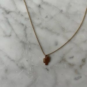 Gold Cactus Solitaire Necklace